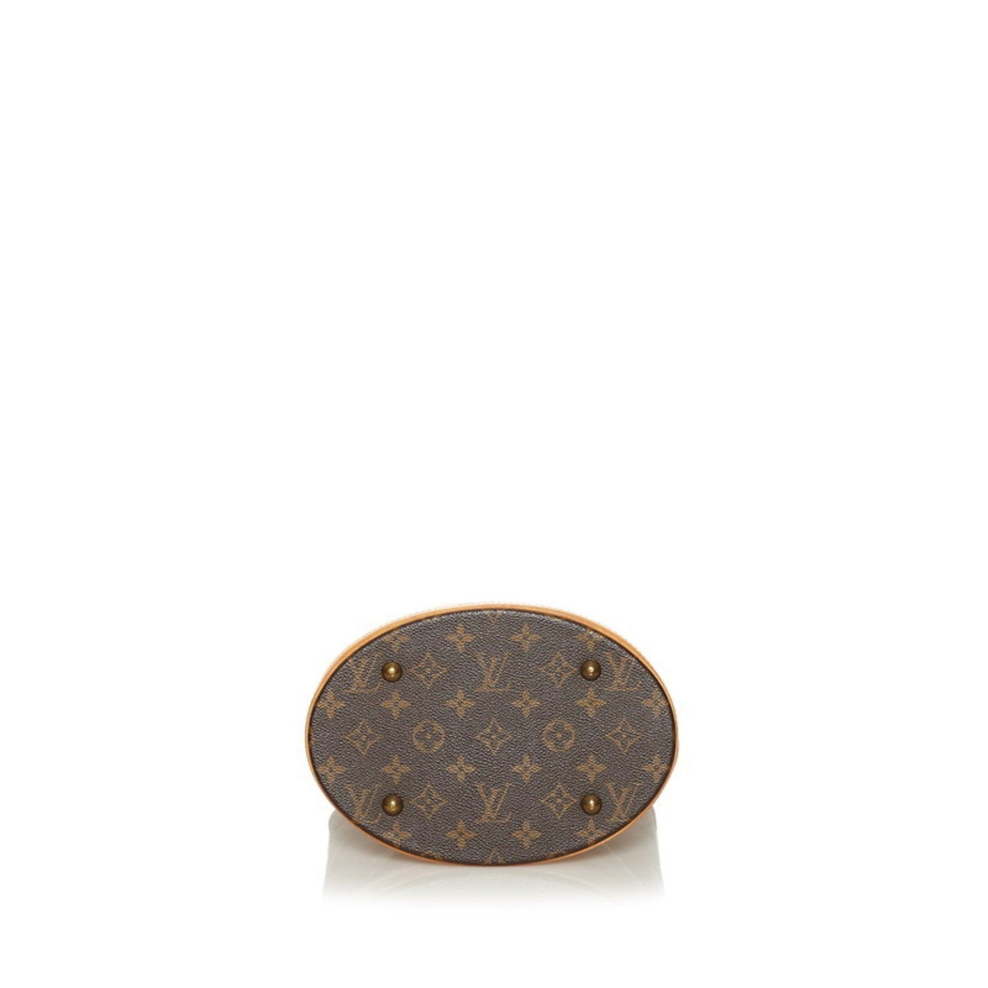 Louis Vuitton Monogram Bucket PM Tote Bag Brown PVC Leather Ladies