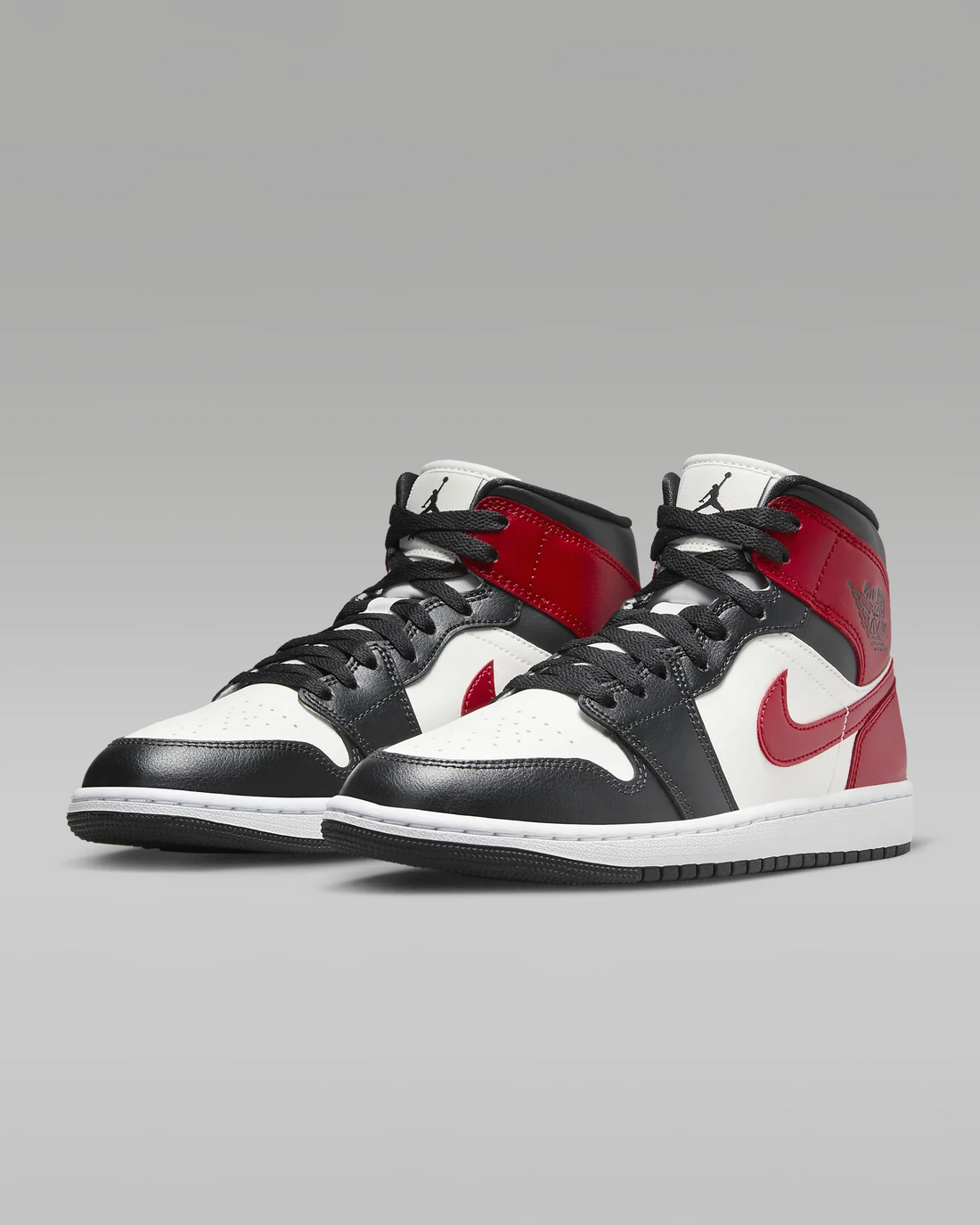 JORDAN 1 Mid Noir/White/Gym Red