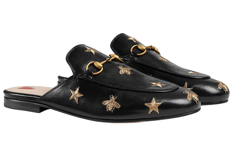 WMNS) Gucci Princetown Embroidered Leather Slipper 'Black'