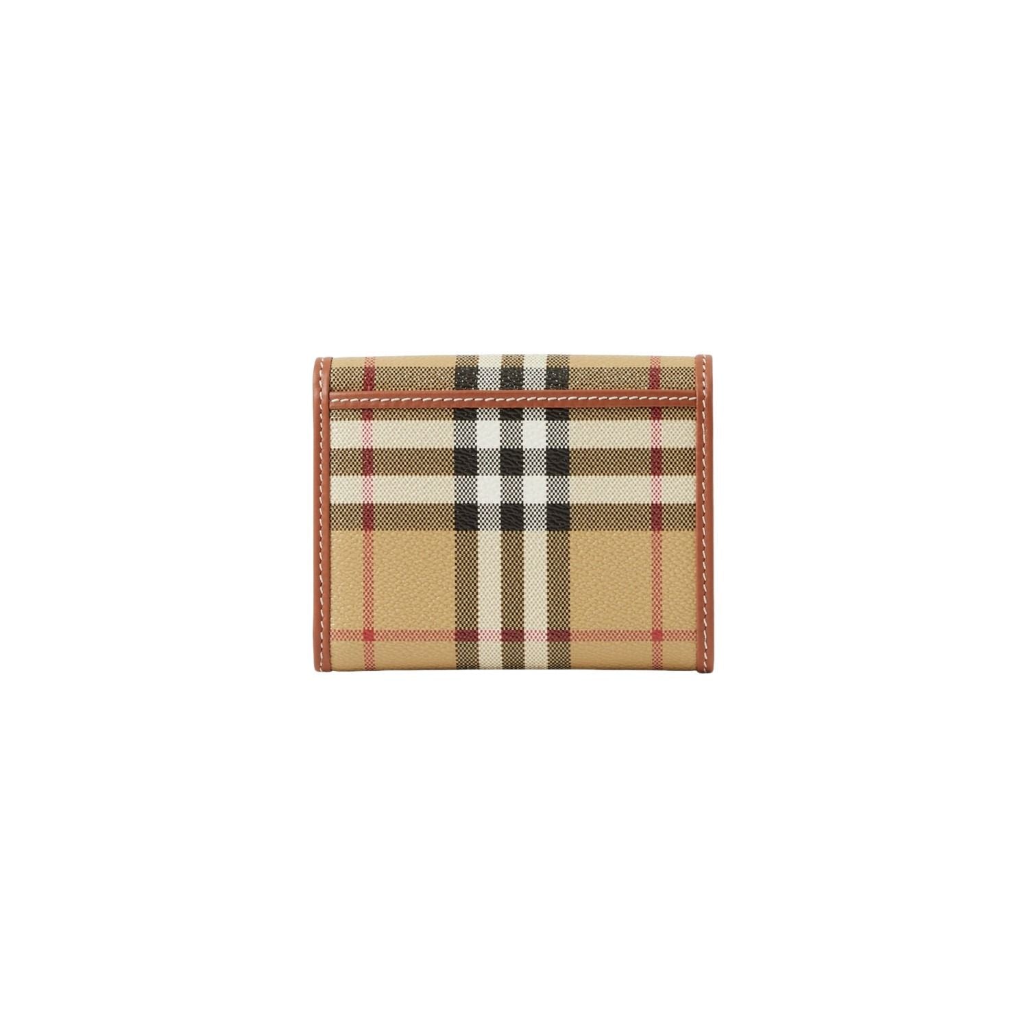 (WMNS) Burberry 25 Small Check Folding Wallet 'Archive Beige Briar Brown' 81098001