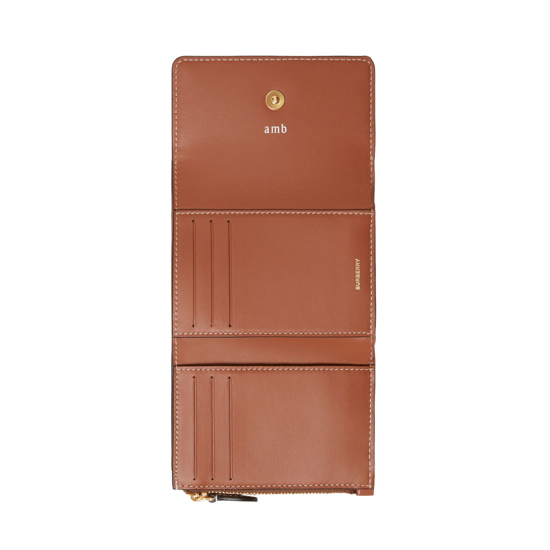 (WMNS) Burberry 25 Small Check Folding Wallet 'Archive Beige Briar Brown' 81098001