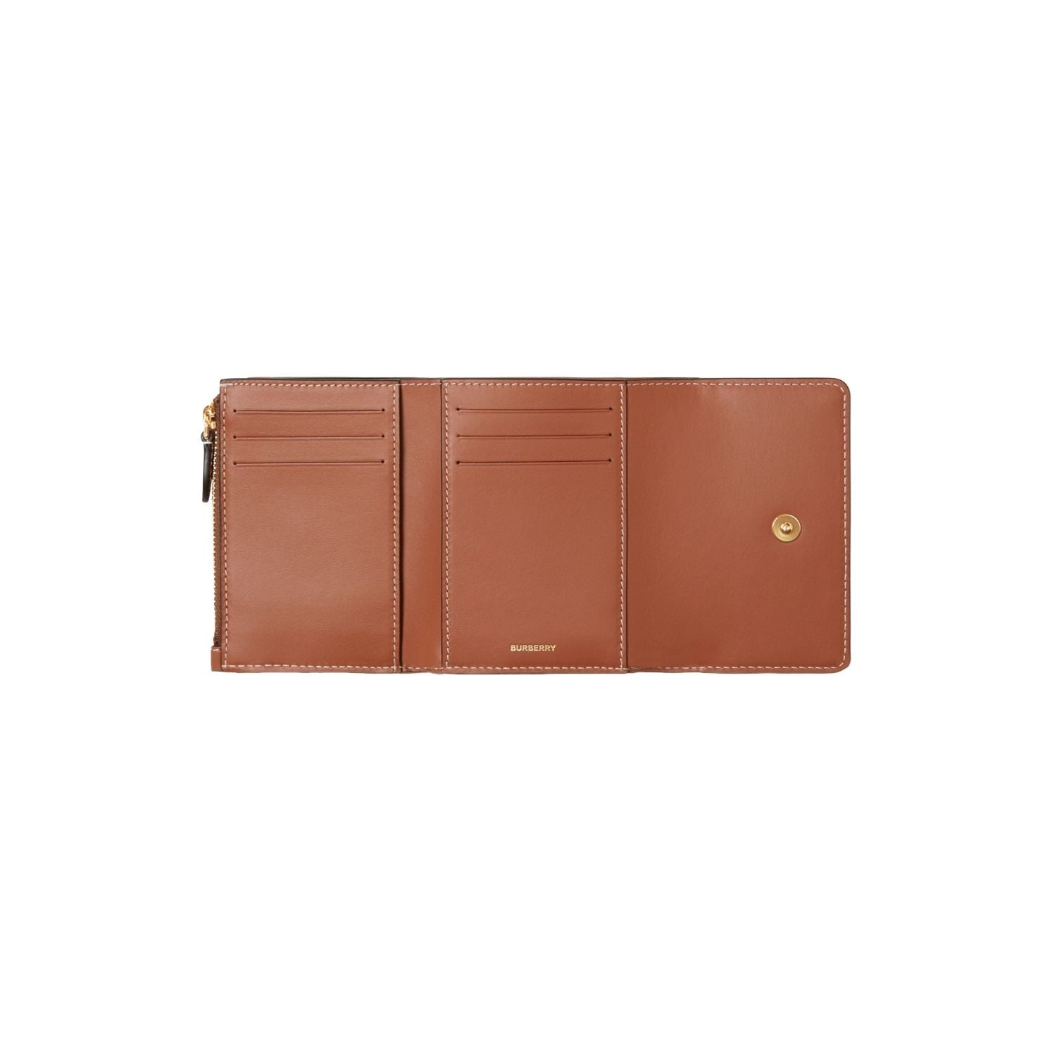 (WMNS) Burberry 25 Small Check Folding Wallet 'Archive Beige Briar Brown' 81098001