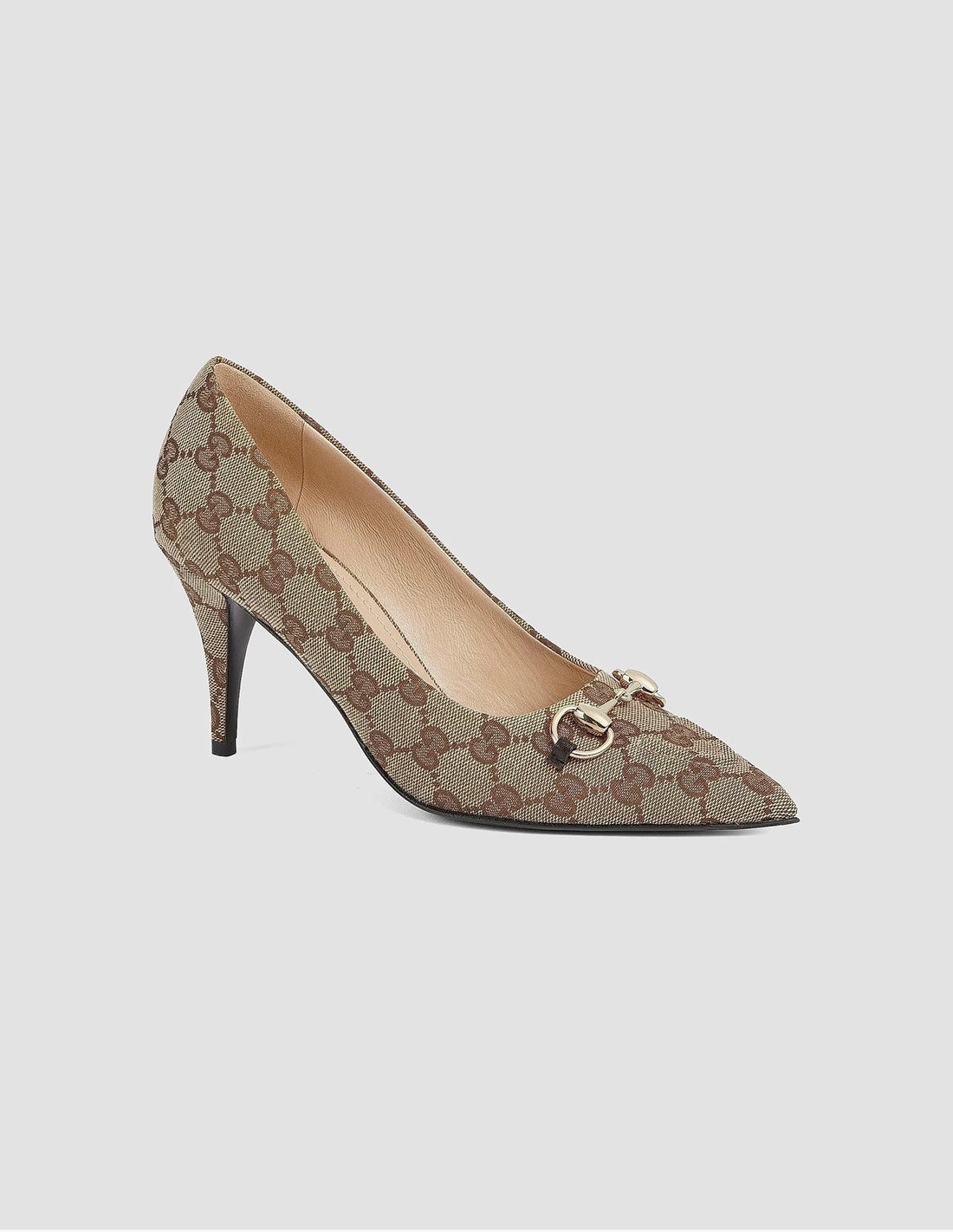 Gucci  Erin 85MM Horsebit GG Canvas Pumps