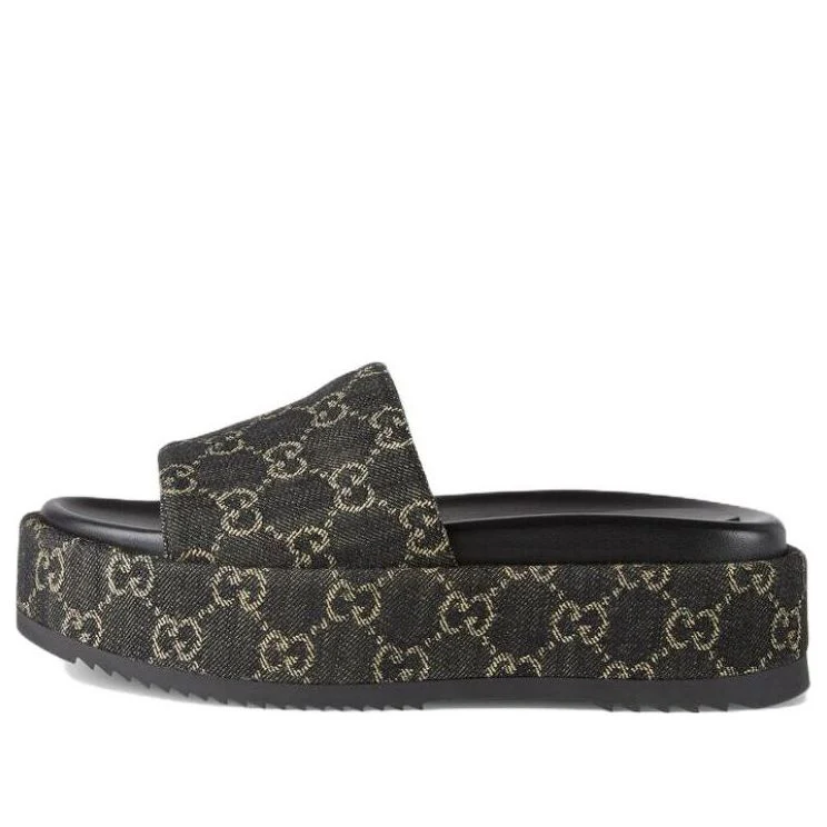 WMNS) Gucci GG Lame Platform Slide Sandal 'Black