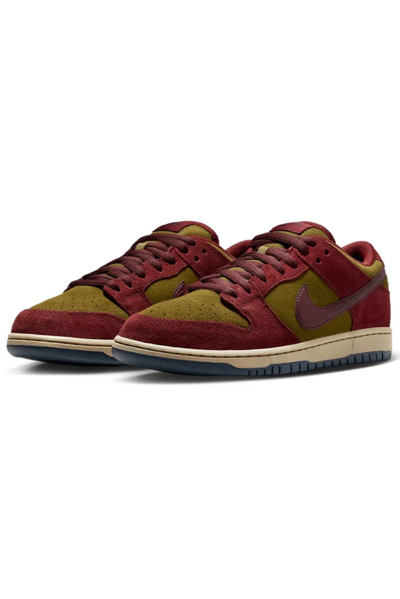 Nike SB Dunk Low Pro "Dark Team Red and Olive Flak" Skate Shoes