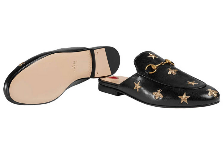 WMNS) Gucci Princetown Embroidered Leather Slipper 'Black'