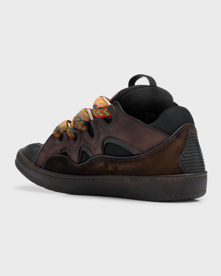 Men's Curb Leather Low-Top Sneakers