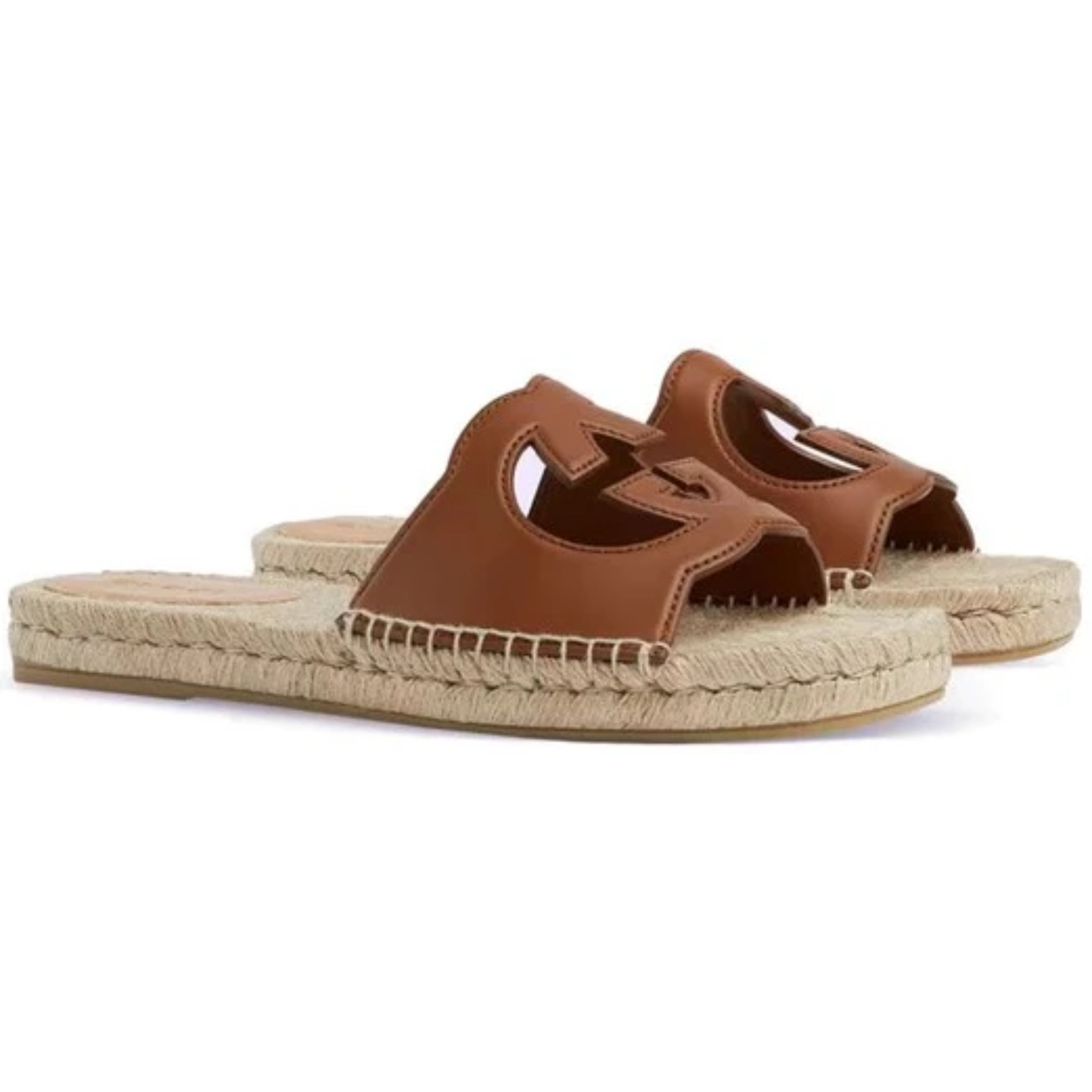 GUCCI CUT-OUT SLIDE " BROWN BEIGE "