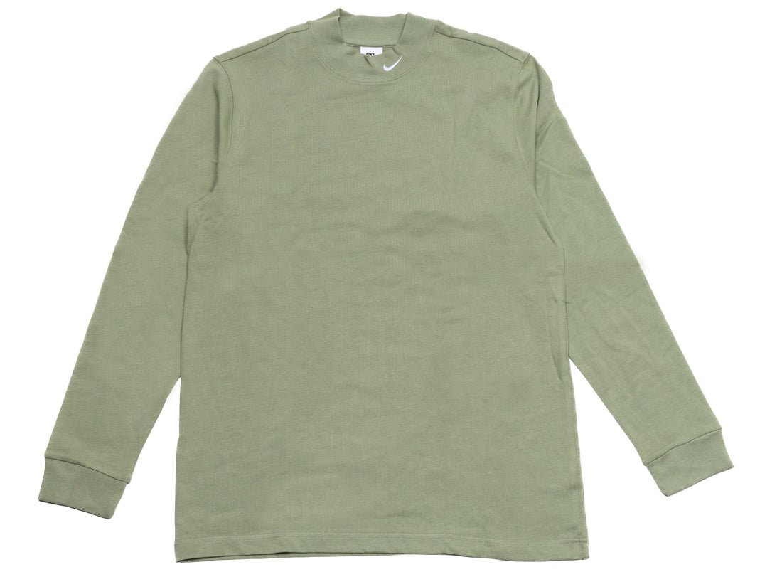 Nike Life Long Sleeve Mock Neck Shirt in Oil Green