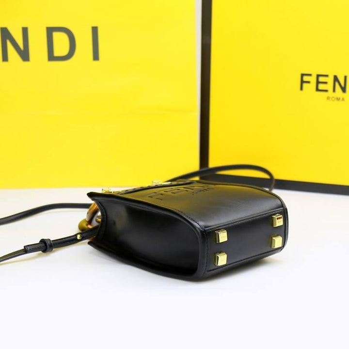Fendi  Vitello King Plexiglass Logo Embossed Mini Fendi Sunshine Shopper Tote