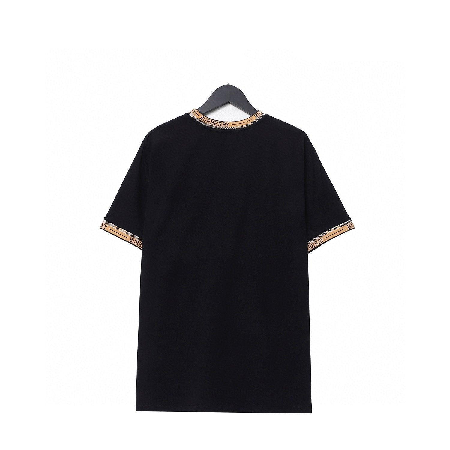 Burberry Luxury T-Shirt Without Collar 'Black & Beige' - Premium Cotton Tee