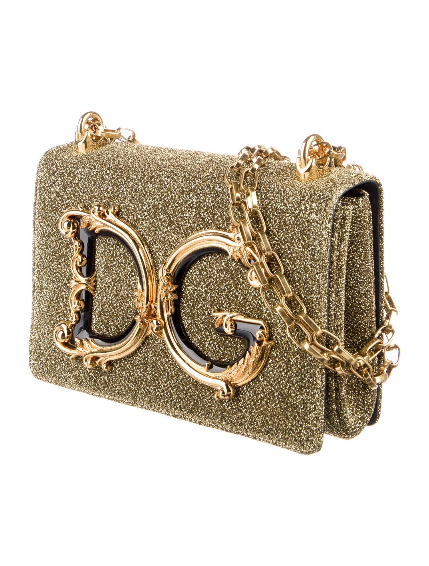 Dolce & Gabbana Girls Baroque Logo Metallic Mini Crossbody Bag