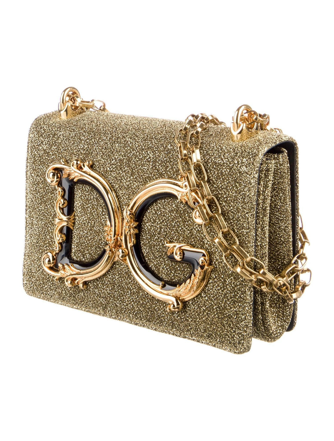 Dolce & Gabbana Girls Baroque Logo Metallic Mini Crossbody Bag
