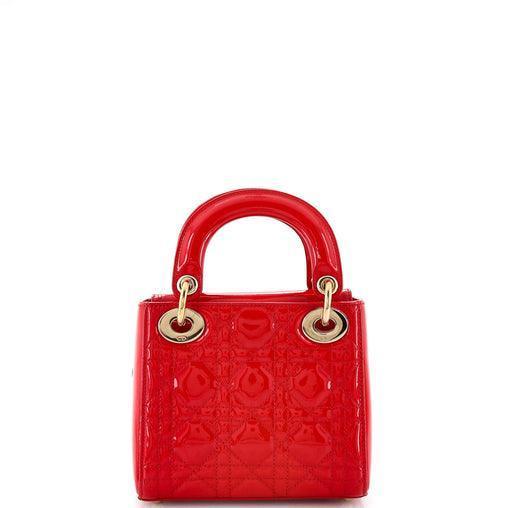 Christian Dior Lady Dior Bag Cannage Quilt Patent Mini