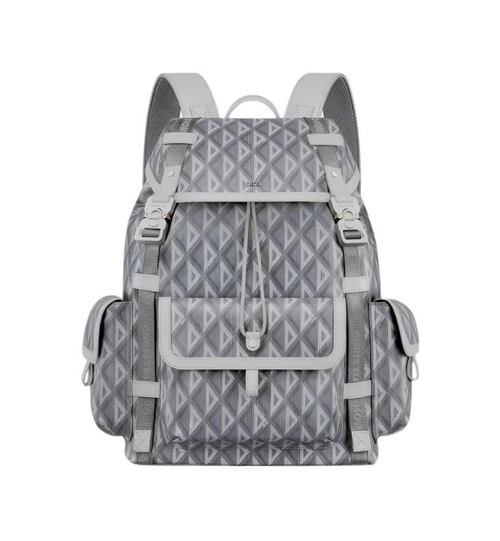 Dior Gray Coated Cotton Canvas with CD Diamond Print and Dior Gray Smooth Calfskin
