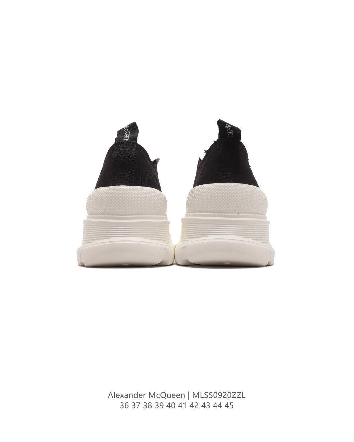 Alexander McQueen Women Tread Slick lace-up Sneakers 'Black/White'