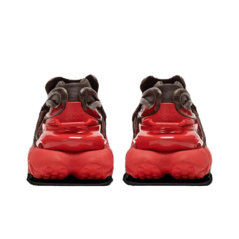 BALMAIN Unicorn Low 'Monogram Brown Red'