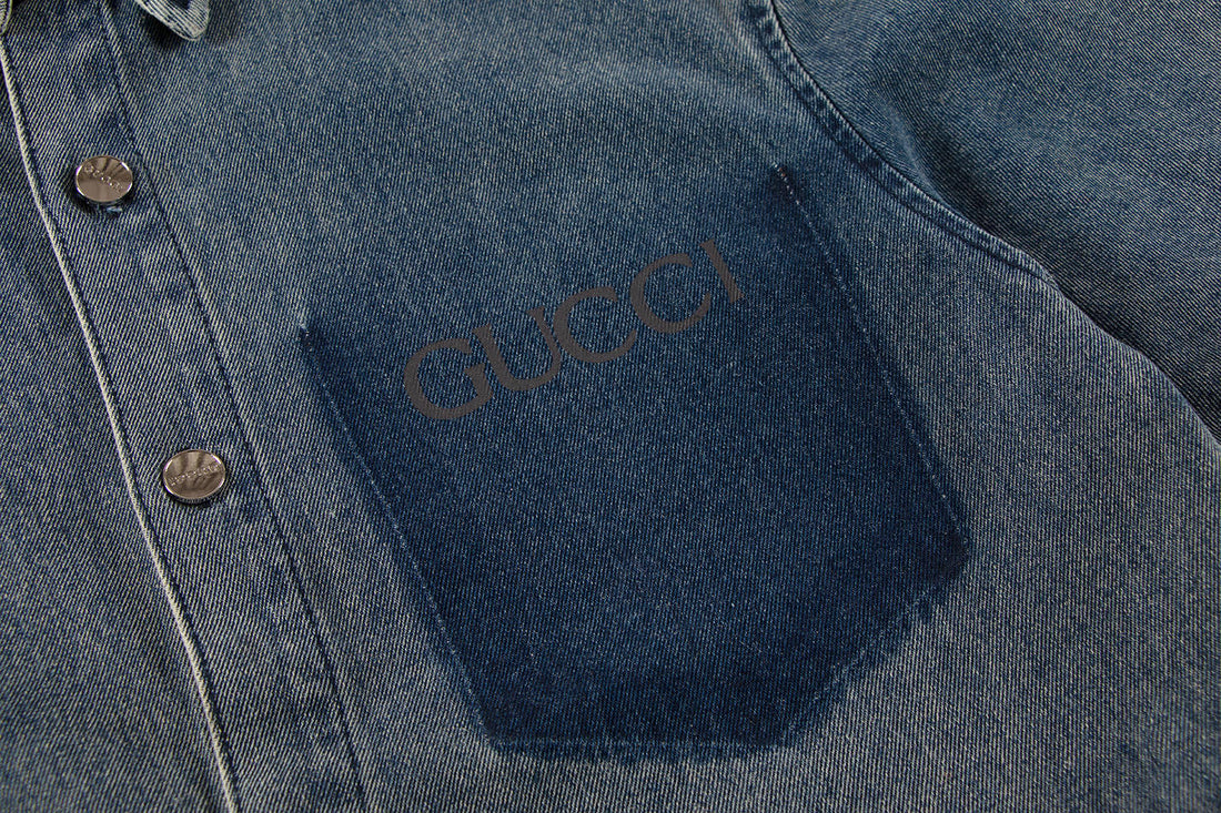 Gucci Denim bowling Blue shirt