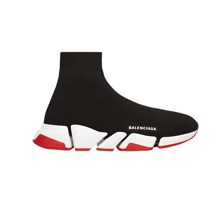 Balenciaga Speed 2.0 Recycled Knit Black White Red Sole