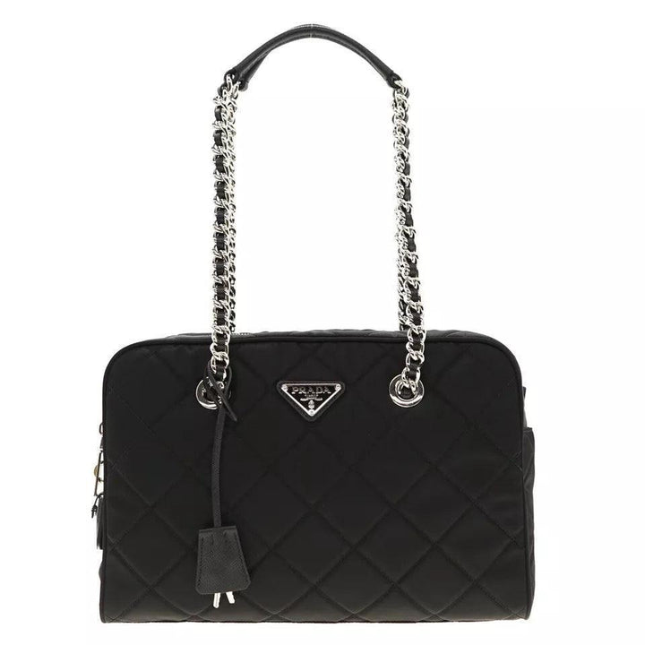 Prada Chain Shoulder Bag Quilted Black Nylon