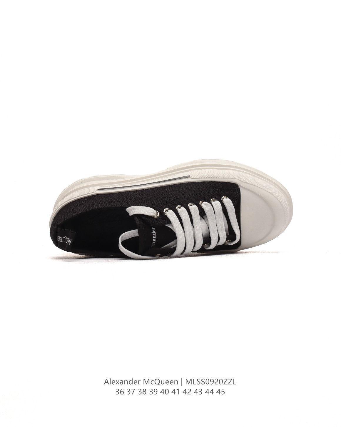 Alexander McQueen Women Tread Slick lace-up Sneakers 'Black/White'