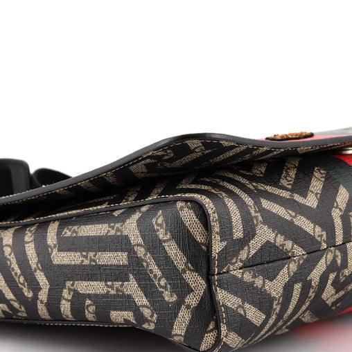 Gucci Bee Web Flap Messenger Bag Caleido GG Coated Canvas Medium