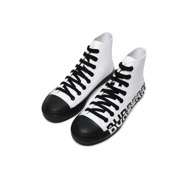 Burberry Slip-Resistant High-Top Canvas Shoes Black White
