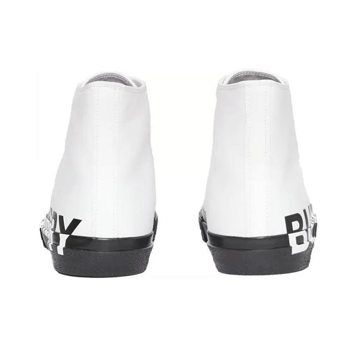 Burberry Slip-Resistant High-Top Canvas Shoes Black White