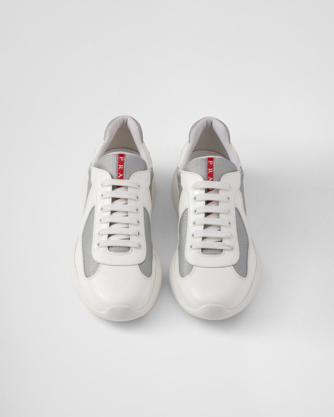 Patent leather and technical fabric Prada America's Cup sneakers 'Grey'