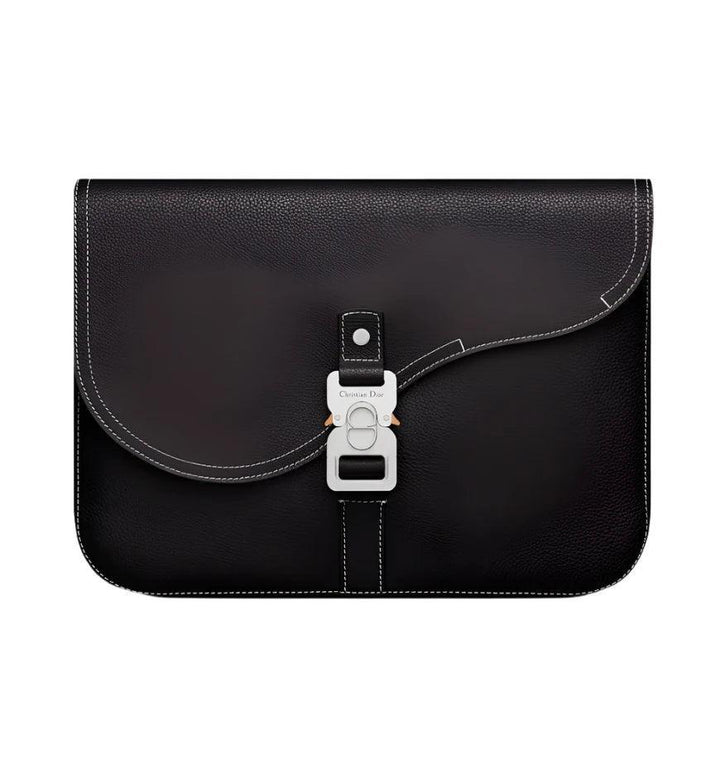 Dior Saddle A4 Pouch Black Grained Calfskin