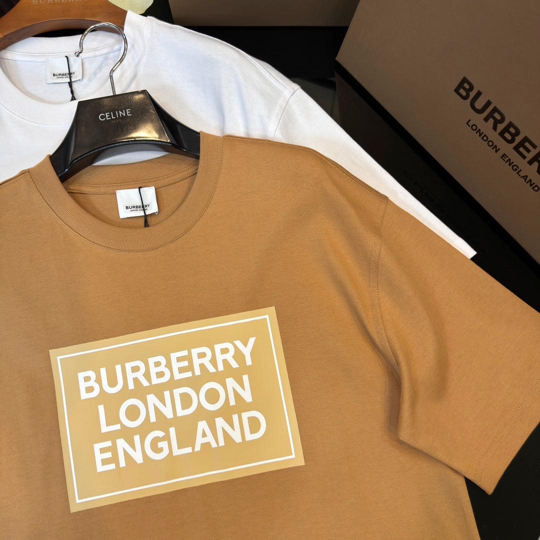 Burberry Brown & Beige T-Shirt Without Collar