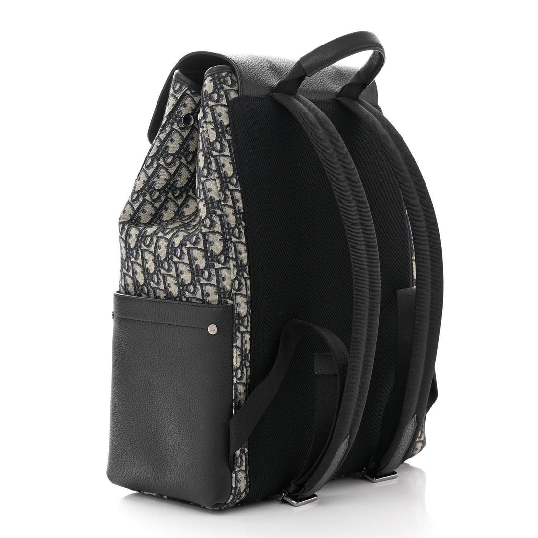 Christian Dior Oblique Jacquard Grained Calfskin Saddle Backpack With Flap