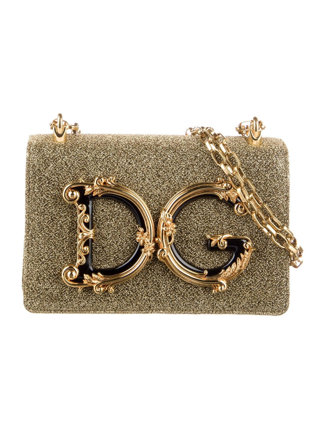 Dolce & Gabbana Girls Baroque Logo Metallic Mini Crossbody Bag