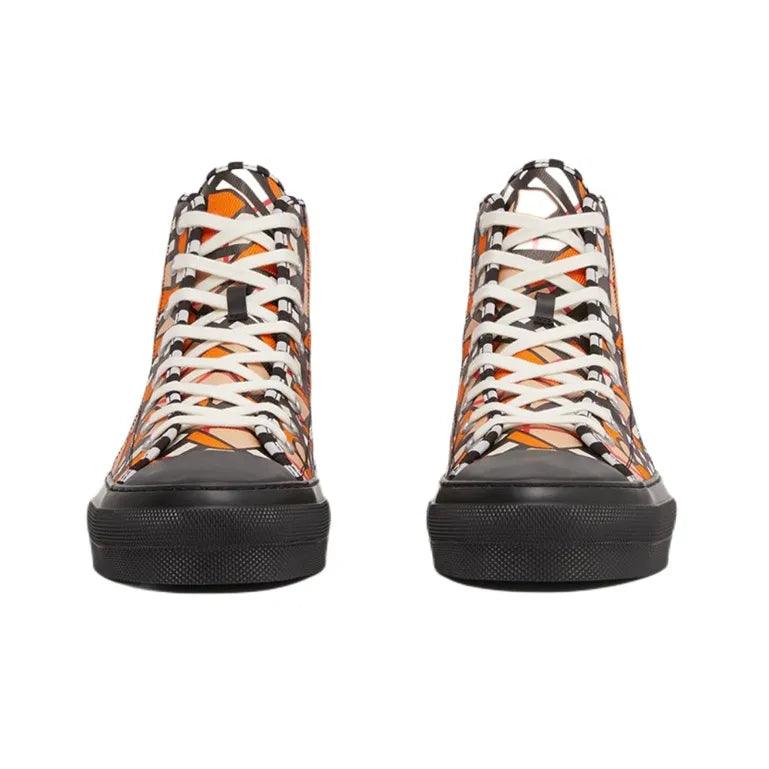 Burberry High Top Stylish Skateboarding Shoes 'Bright Orange'