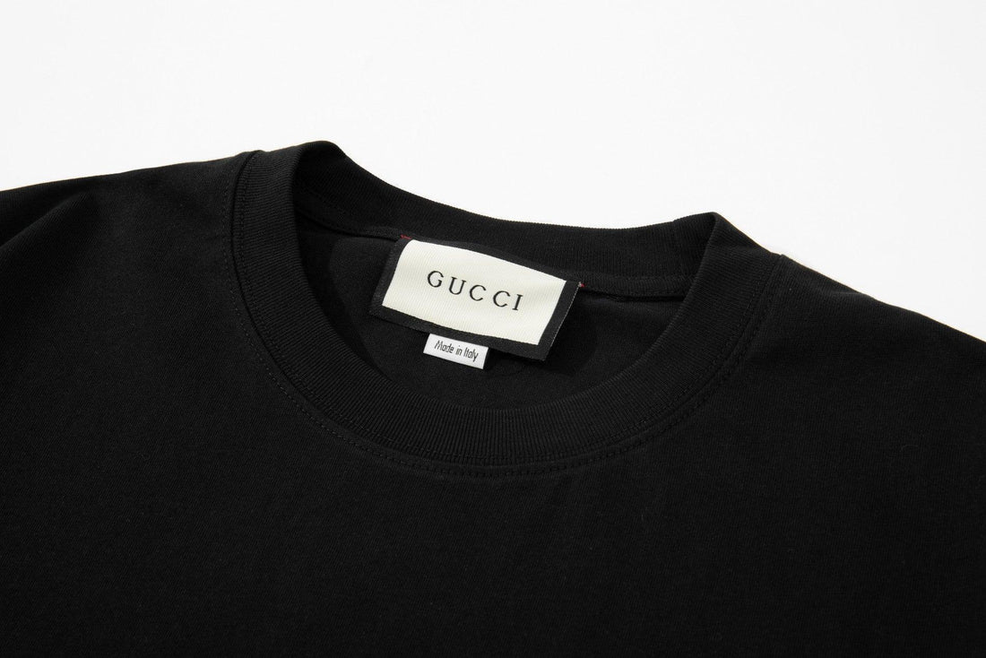 Gucci T-Shirt Black Collarless Premium Cotton - Luxury Casual Staple