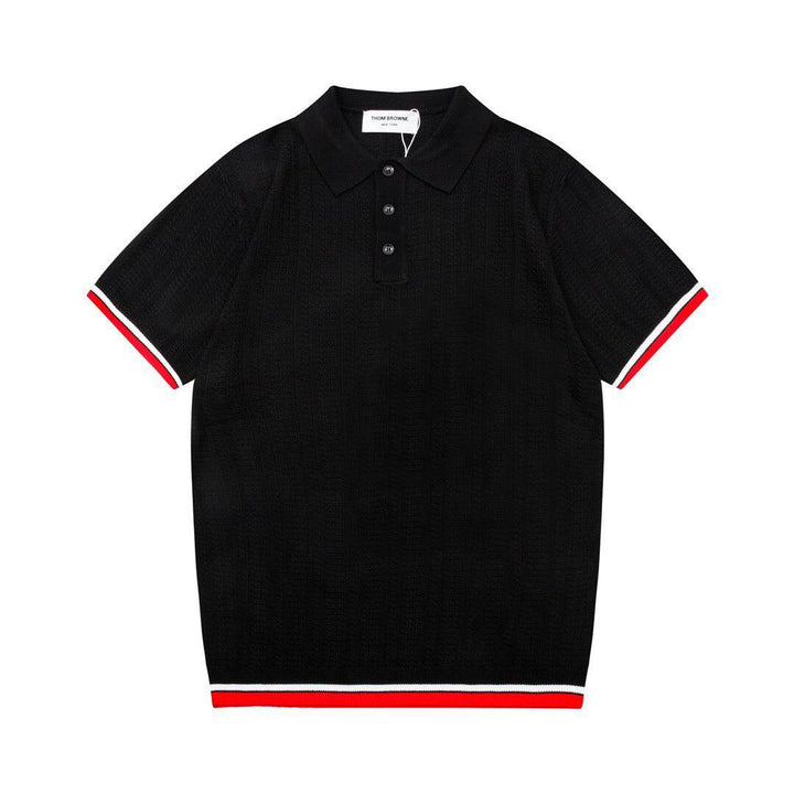 Thom Browne Black T-Shirt with Collar