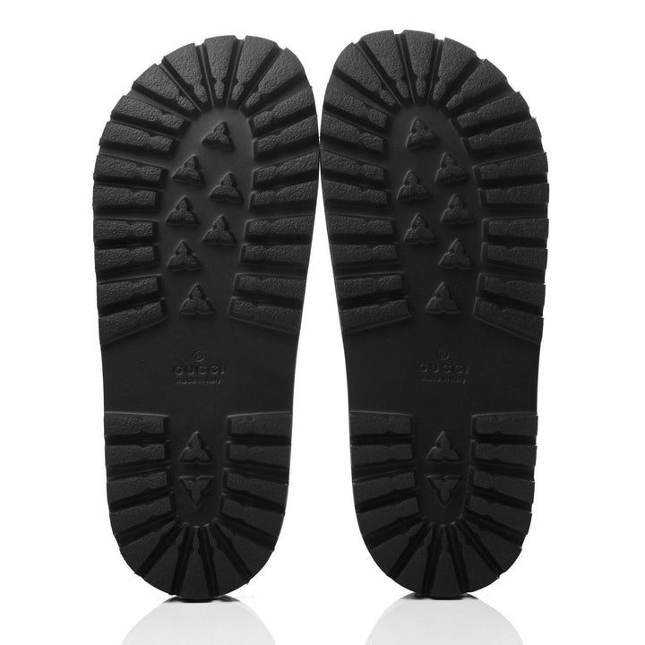 Gucci Rubber Web Slides - Black Green Red Lug Sole Sandals