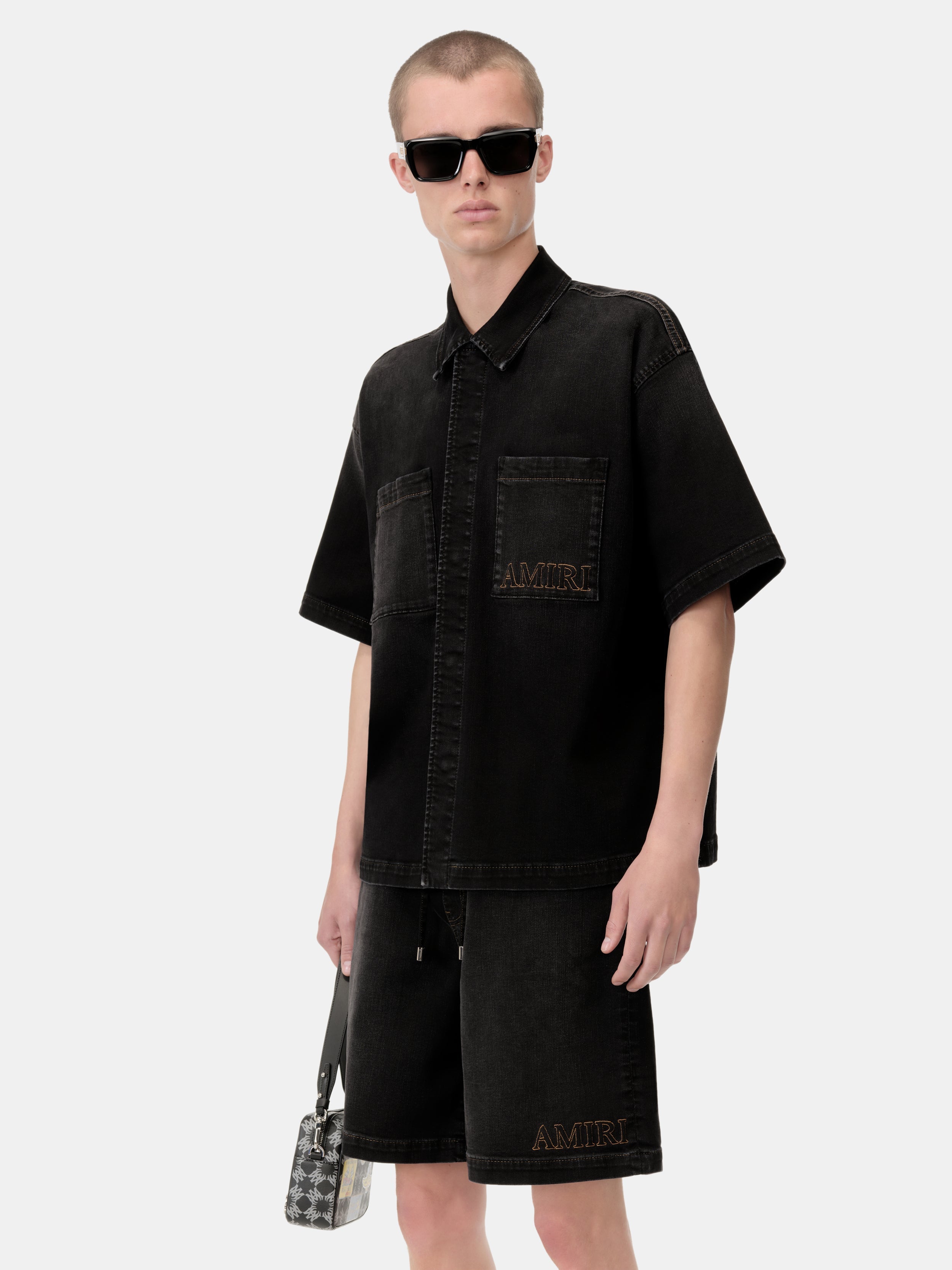 AMIRI 3D SHORT SLEEVE SNAP SHIRT - Vintage Black