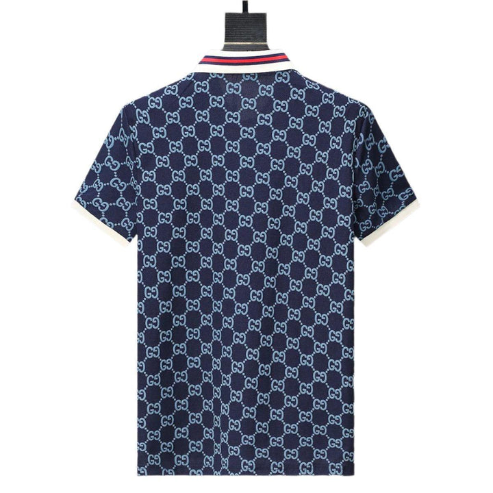 Gucci Luxury Blue T-shirt with Collar – Men's Premium Cotton