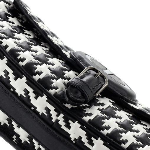 Christian Dior Bobby Flap Bag Houndstooth Embossed Calfskin East West