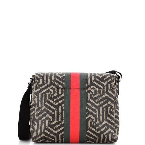 Gucci Bee Web Flap Messenger Bag Caleido GG Coated Canvas Medium