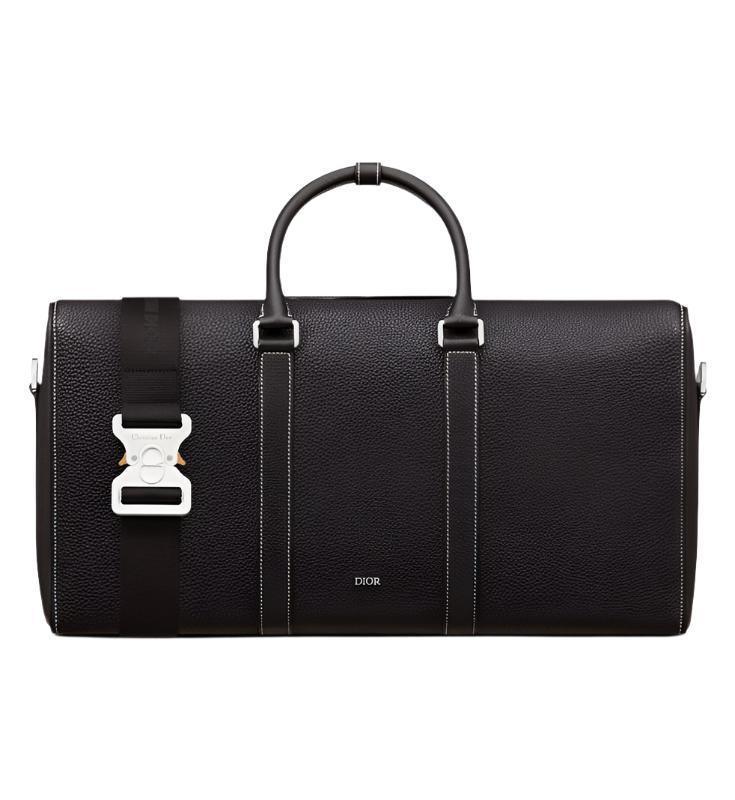 Dior Lingot 50 Duffle Bag In Black Grained Calfskin
