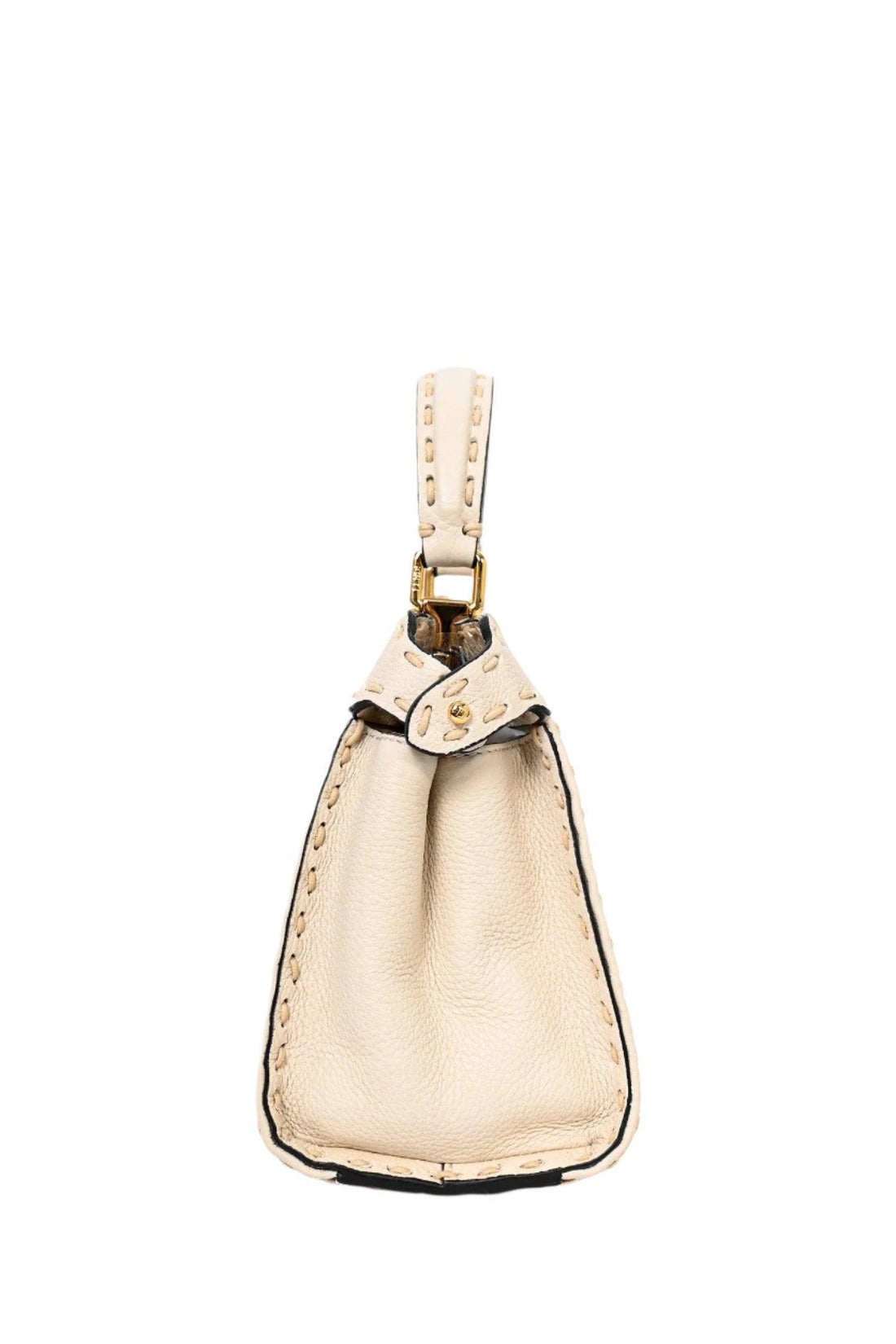 Fendi Cream Leather Astrology Embroidered Canvas Mini Peekaboo Top Handle