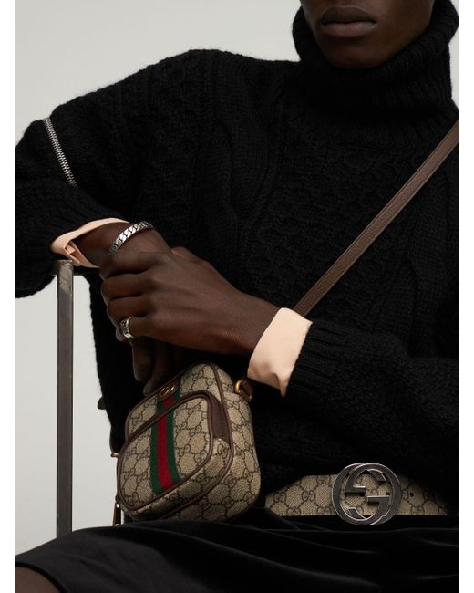 GUCCI REVERSIBLE BELT WITH INTERLOCKING G BUCKLE CANVAS