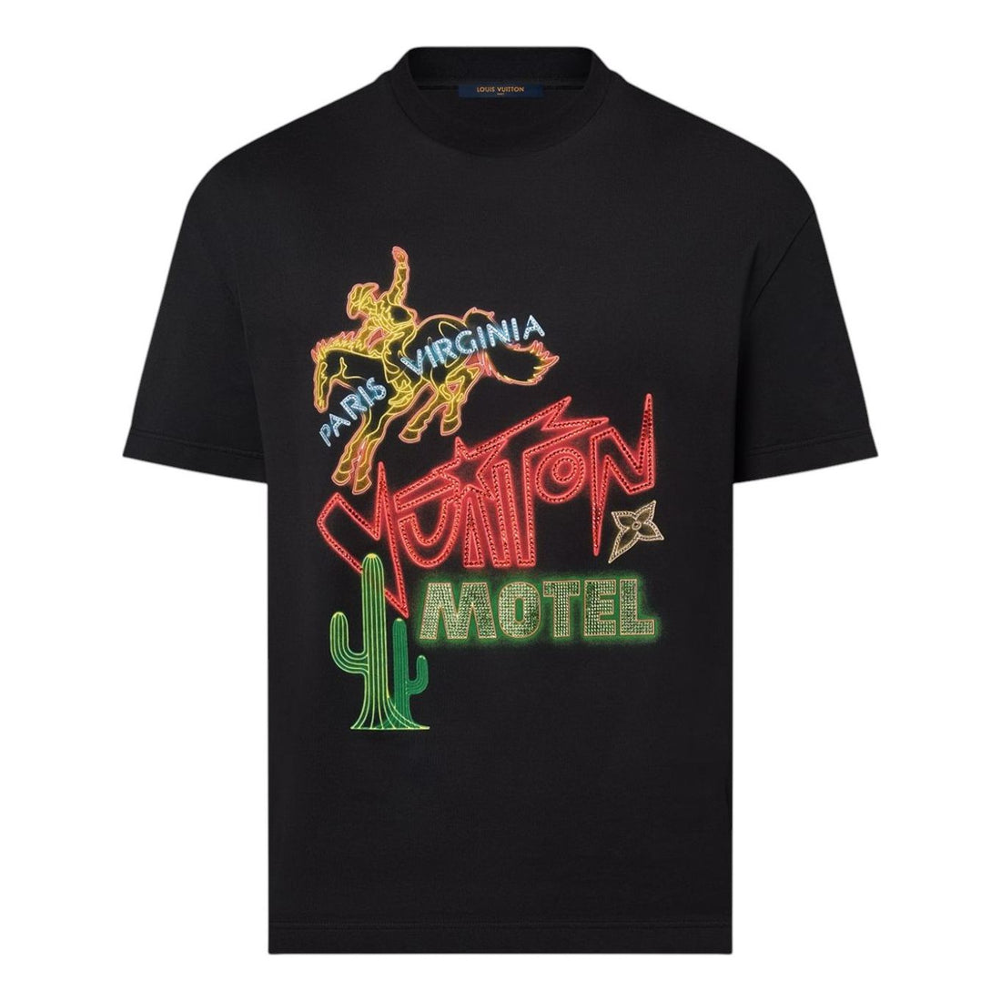LOUIS VUITTON Graphic Embellished Cotton T-Shirt 'Black' 1AFXNG