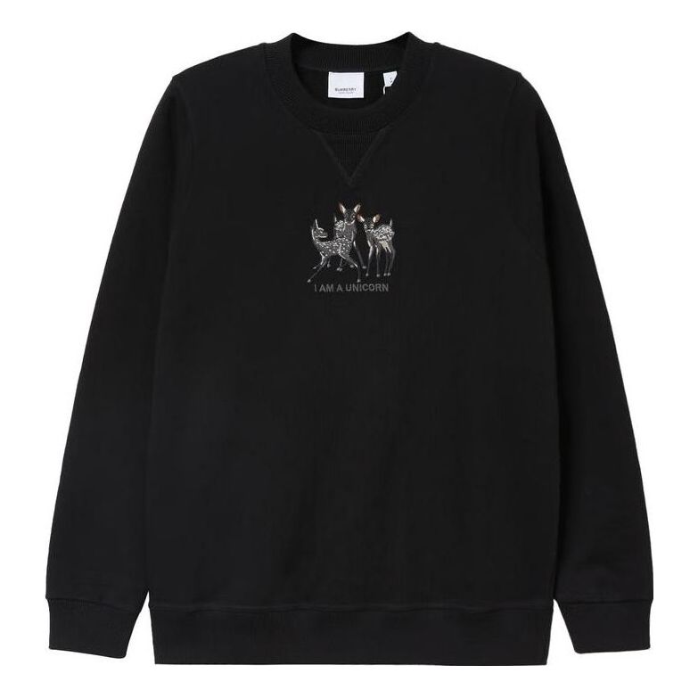 (WMNS) Burberry SS21 Pattern Embroidered Cotton Loose Sports Hoodie Black 80428831