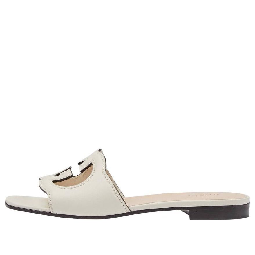 (WMNS) Gucci Interlocking G cut-out slide sandal 'White Leather' 694451-US000-9022