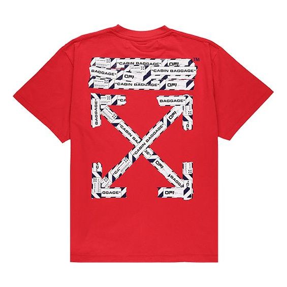 Off-White SS20 Airport Tape Print T-Shirt 'Red' OMAA038S201850032088