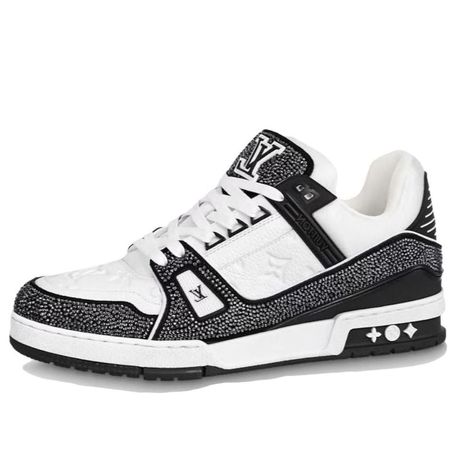 LOUIS VUITTON LV Trainer Sneakers 'Black White Rhinestones' 1ABM04