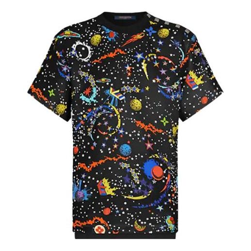 LOUIS VUITTON SS21 Printing Round Neck Short Sleeve Black 1A8M7V